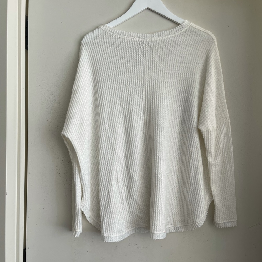 Mono B White Waffle Knit Brushed Shirt - Picture 2 of 3